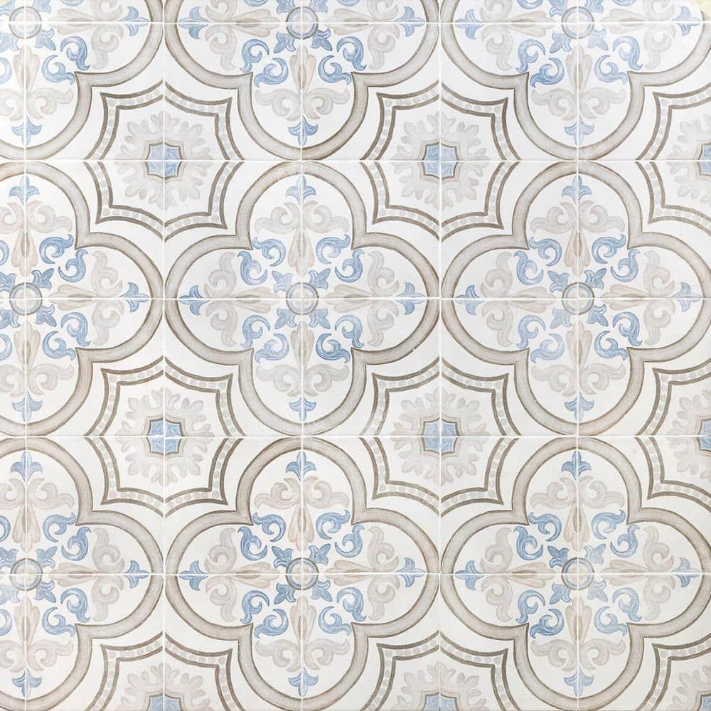 Bond Tile Valencia Daiza 8" x 8" Porcelain Field Tile in Matte Gray/Blue