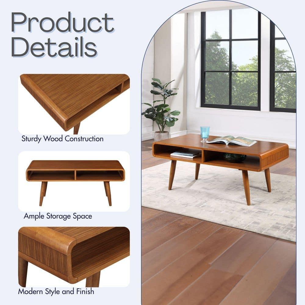 Boraam Halmstad Coffee Table Walnut: Elegant Rectangular Design, 2 Shelves, Sturdy Wood Frame