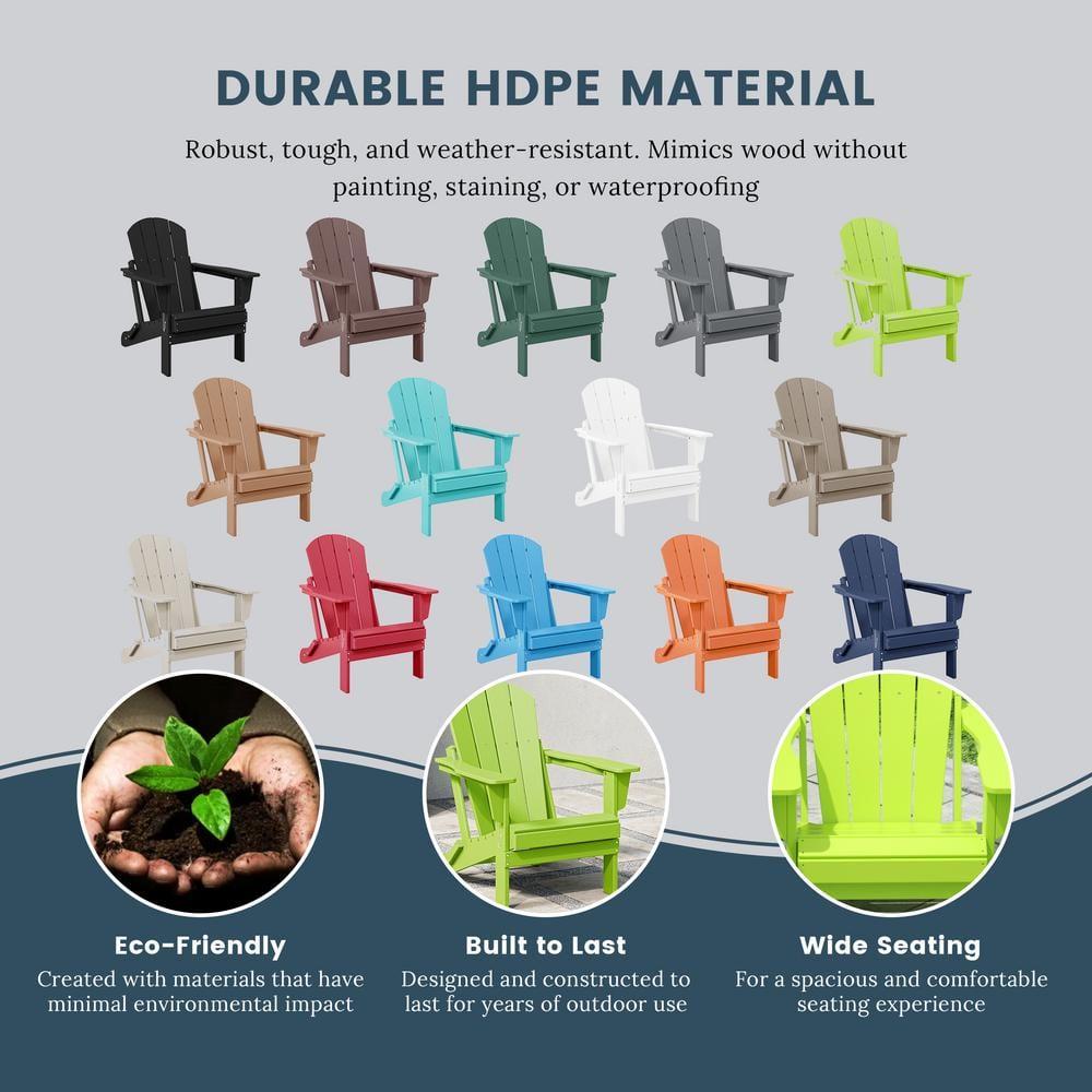BRAXTON Outdoor Patio Folding Poly Adirondack Chair ( Set of 2), Lime