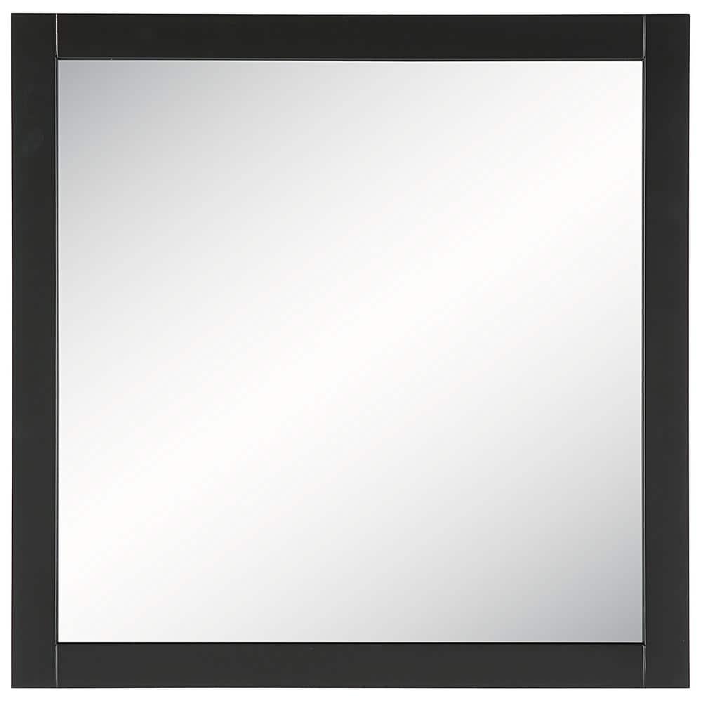 Shorewood Square Bathroom Mirror, 30" H x 30" L, Soft Matte Black, Solid Wood Framed, Decorative Vanity or Entryway Accent – Design House, 589655