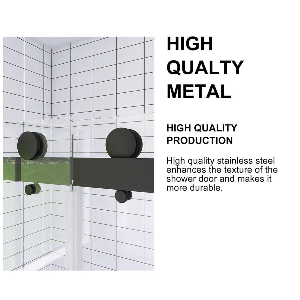 LAWRENCE 56-60"W X 75"H Frameless Double Sliding Shower Door, 304 Stainless Steel In Matte Black, 5/16" (8Mm) Thick SGCC Tempered Clear Glass. | Wayfair
