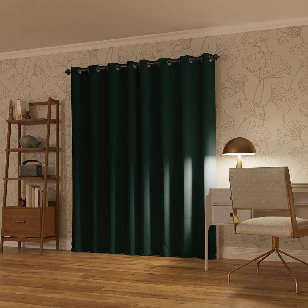 52"x108" Sun Zero Blackout Oslo Theater Grade Grommet Curtain Panel Evergreen: Modern Energy Efficient Noise Reduction