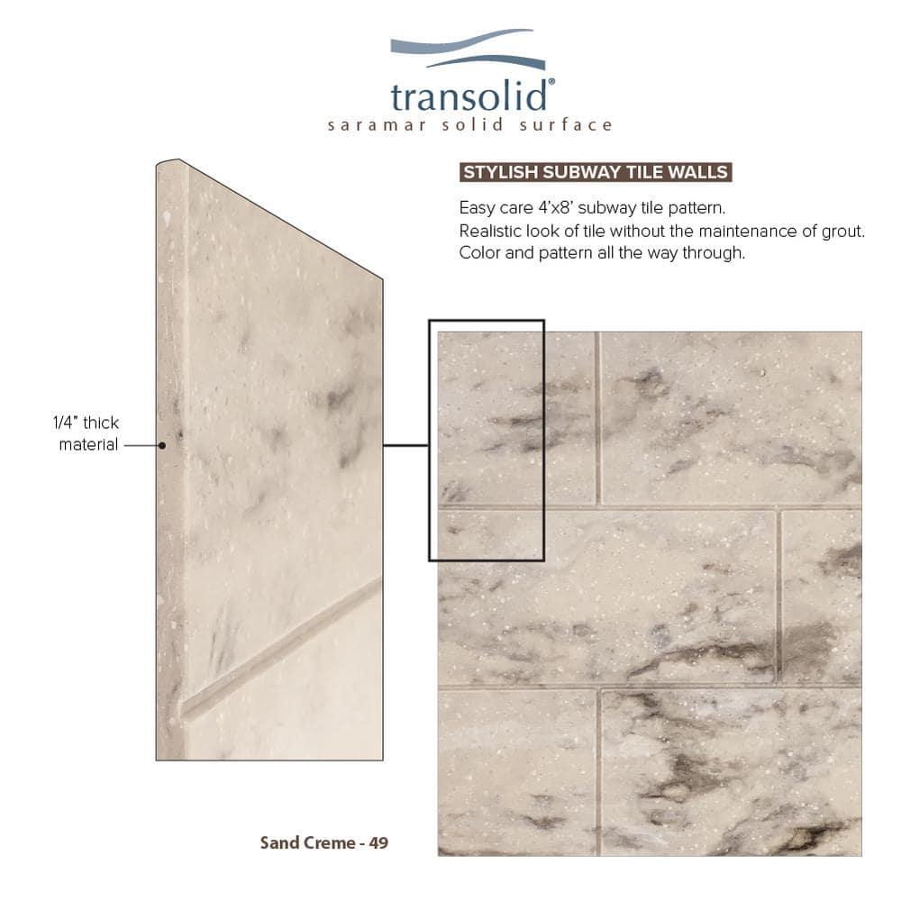 Transolid SaraMar 60'' W 36'' D 96'' H Glue Up Solid Surface Wall
