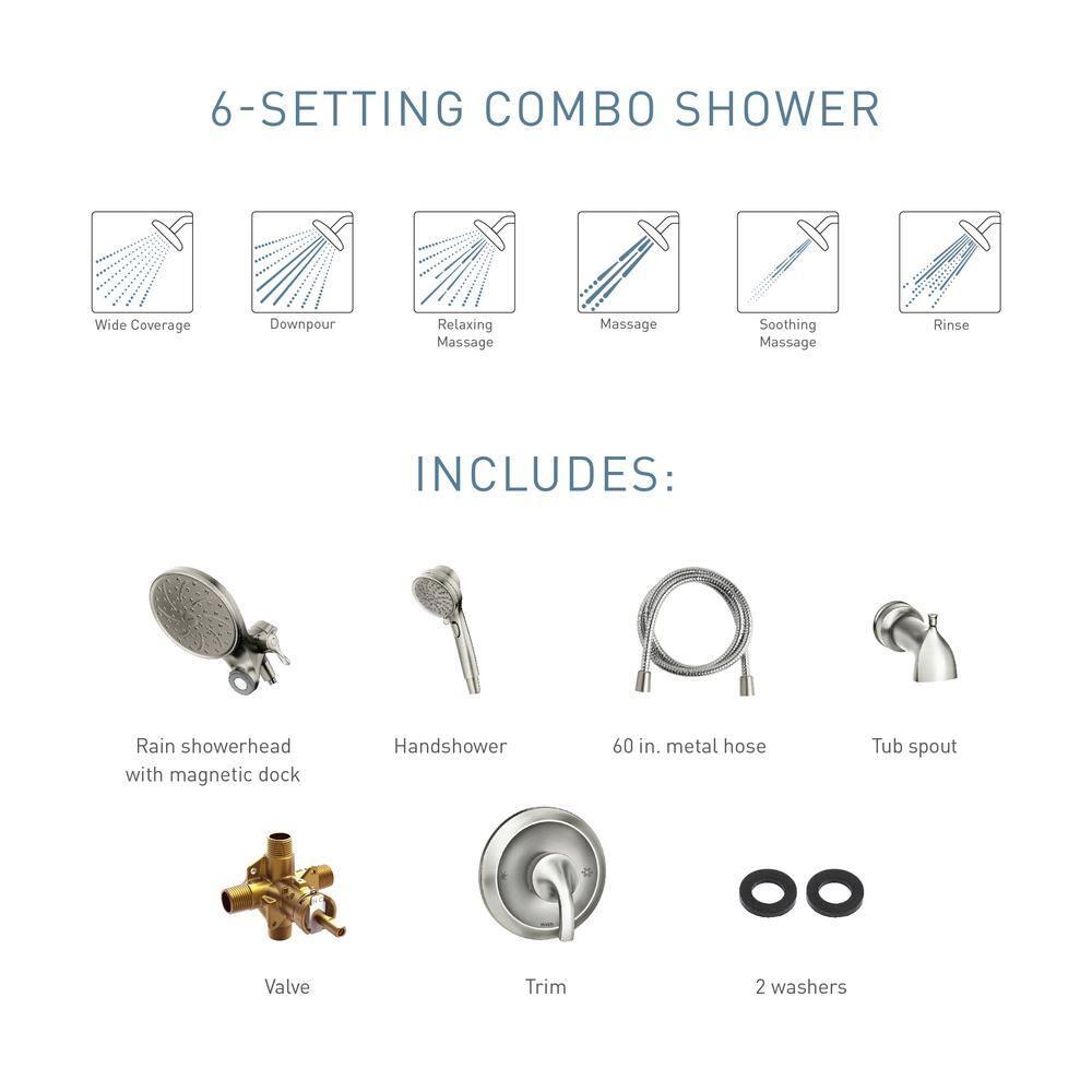 Moen Engage Tub and Shower Faucet with Magnetix Dual Shower Heads, Valve Included