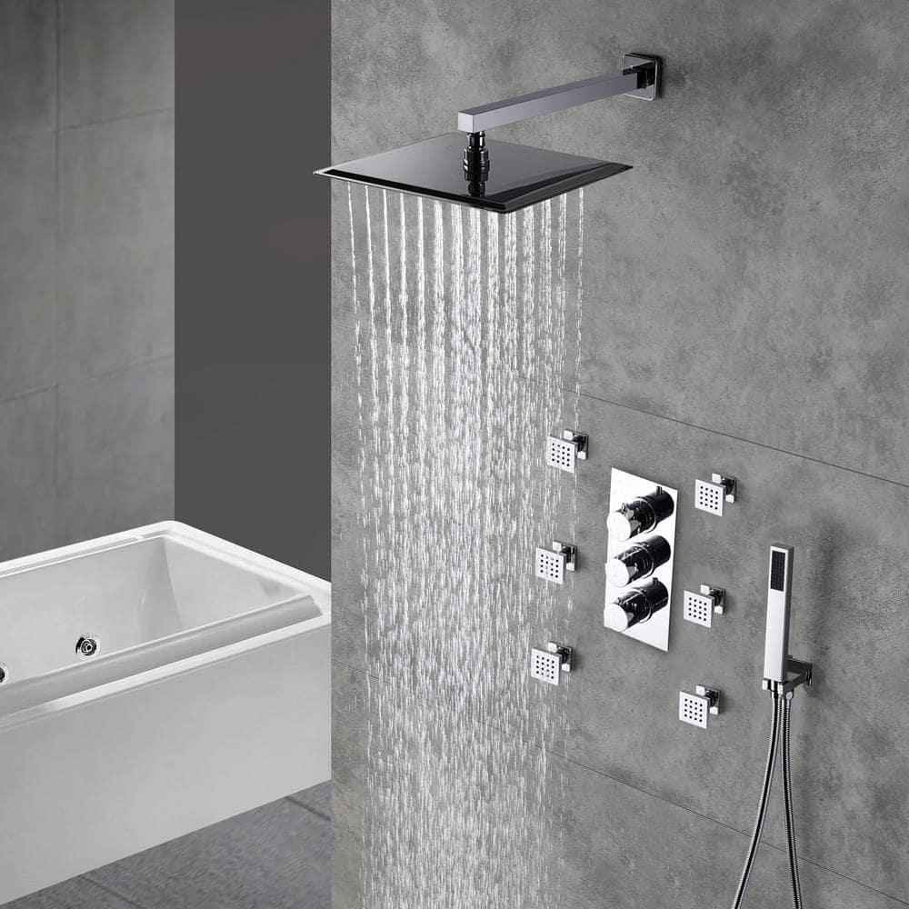 Revitalize 12 Inch Luxury Thermostatic Complete Shower System with Rough-in Valve