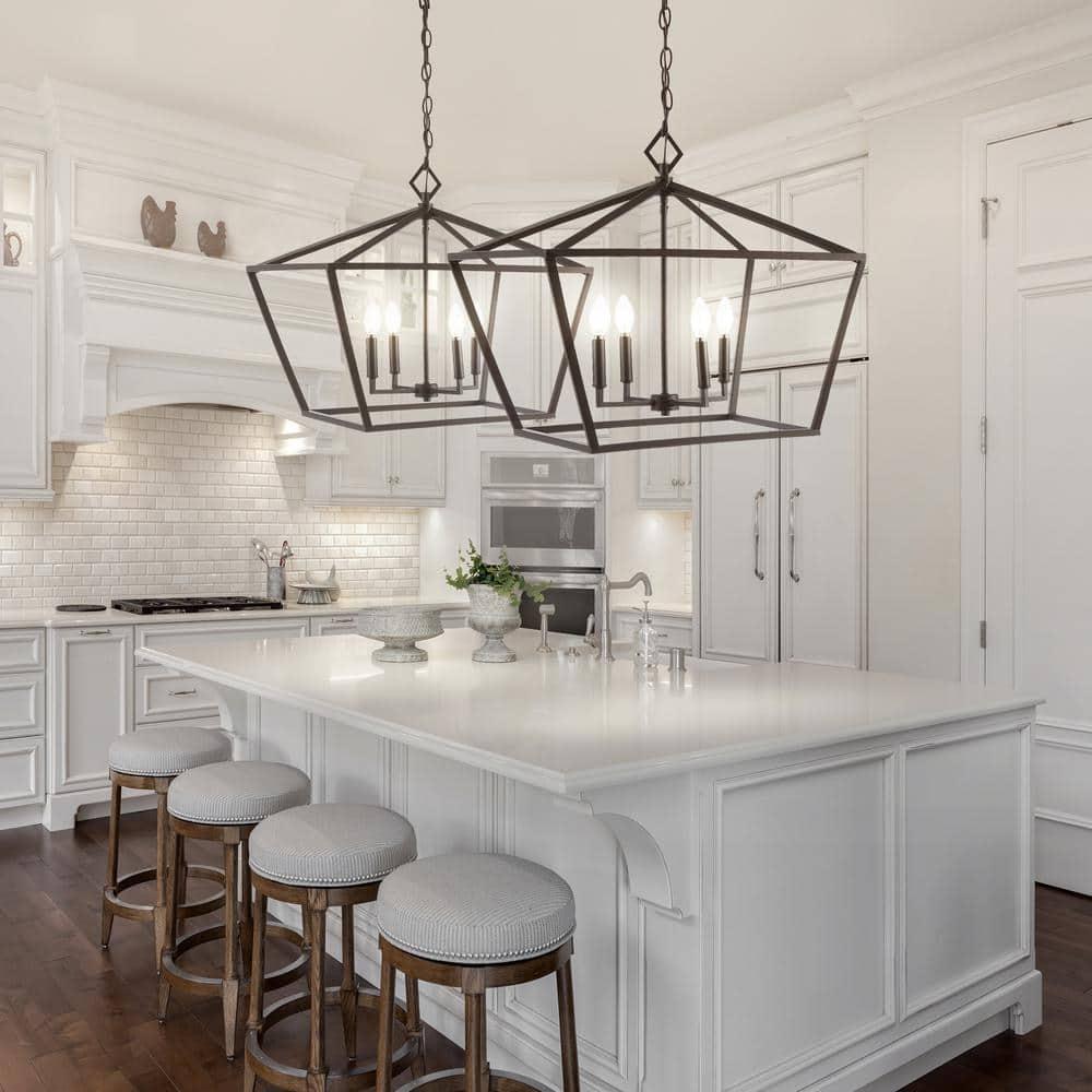 Gatsby 23" 4-Light Adjustable Iron Rustic Glam LED Pendant, Oil Rubbed Bronze
