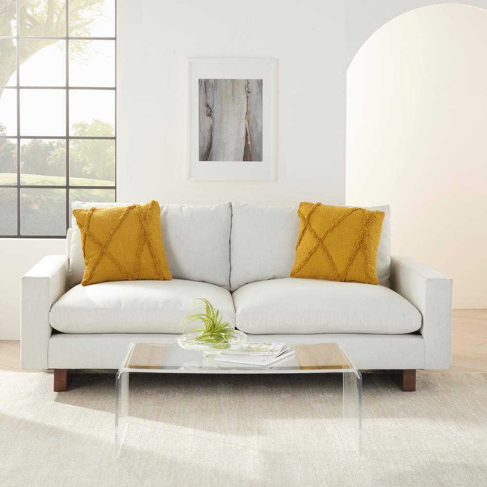18"x18" Distressed Diamond Square Throw Pillow Mustard - Mina Victory: Cotton, Zipper Closure, Indoor Use