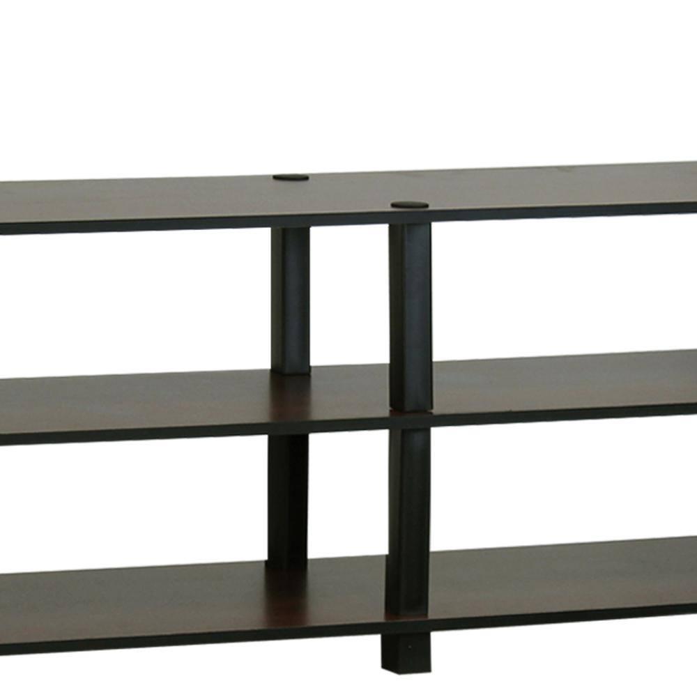 Furinno Modern 3-Tier TV Stand Console Table Media Entertainment Center w/Open Storage Shelf,Dark Brown/Black