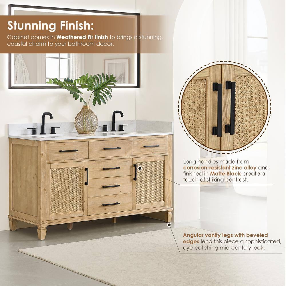 Altair-13 60" Double Bathroom Vanity in with Grain White Engineered Stone Countertop