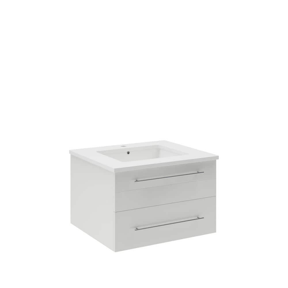 Lucera 24" Wall Mount Modern Single Sink Bathroom Vanity with Top and Undermount Sink