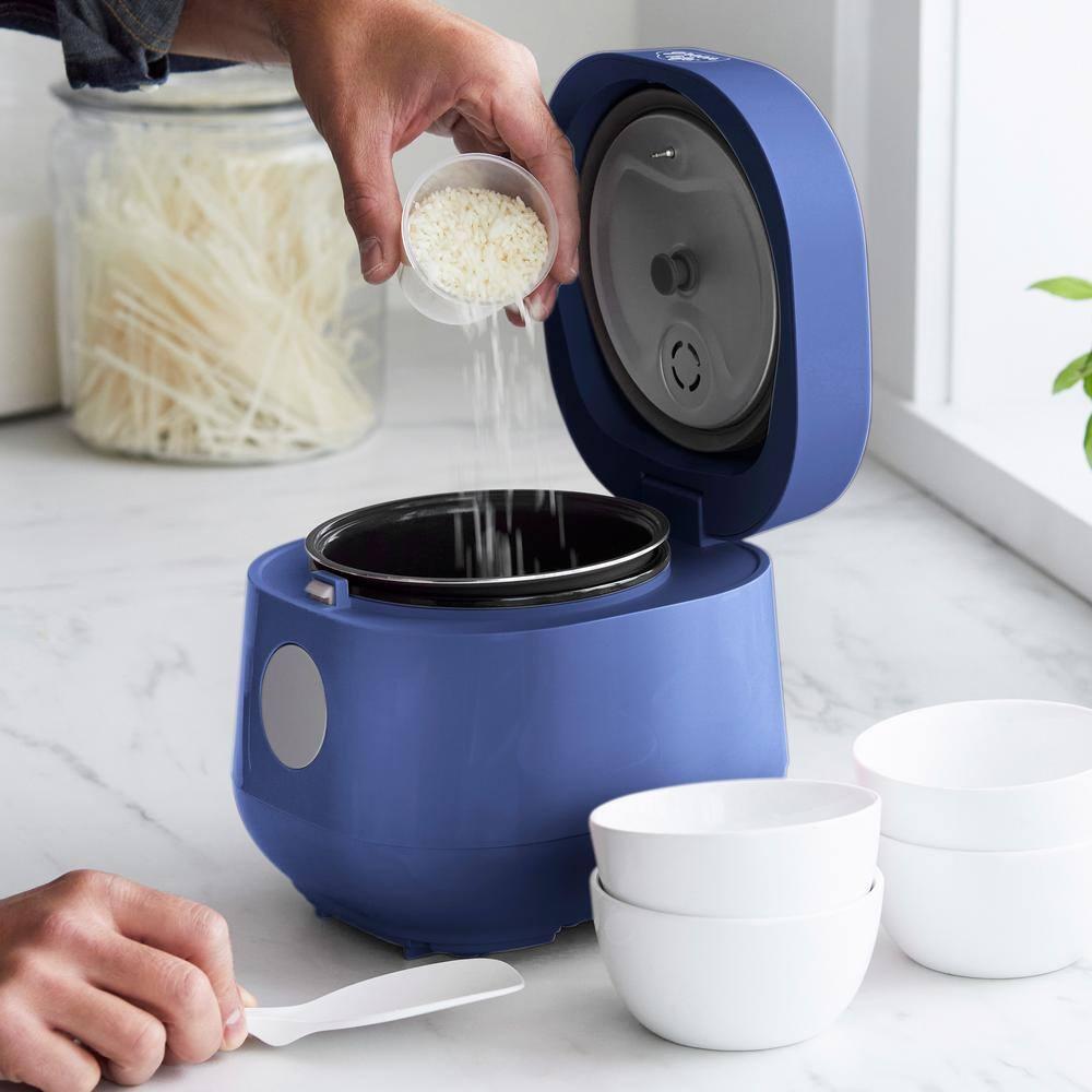 GreenLife Blue and White Ceramic Nonstick Electric Rice Cooker
