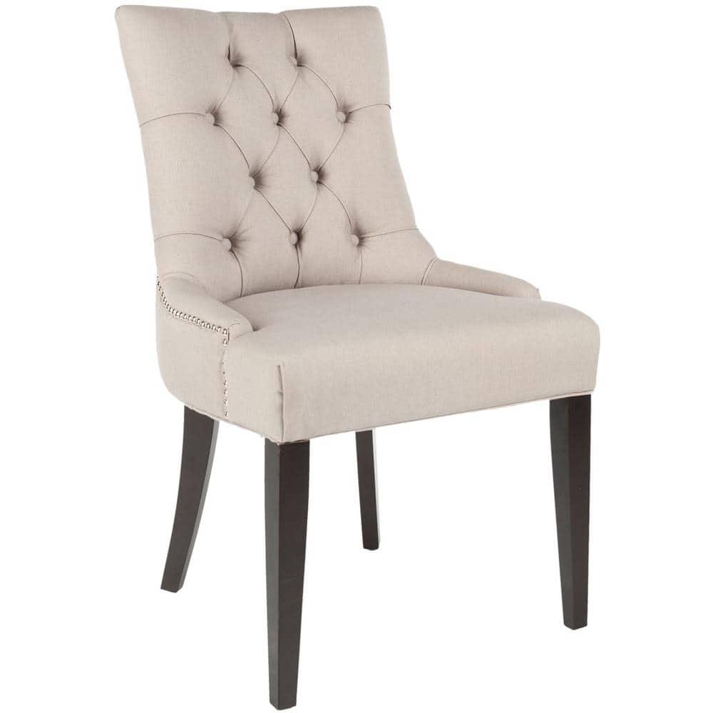 Abby 19''H Tufted Side Chairs (Set Of 2)  Silver Nail Heads - Taupe - Safavieh