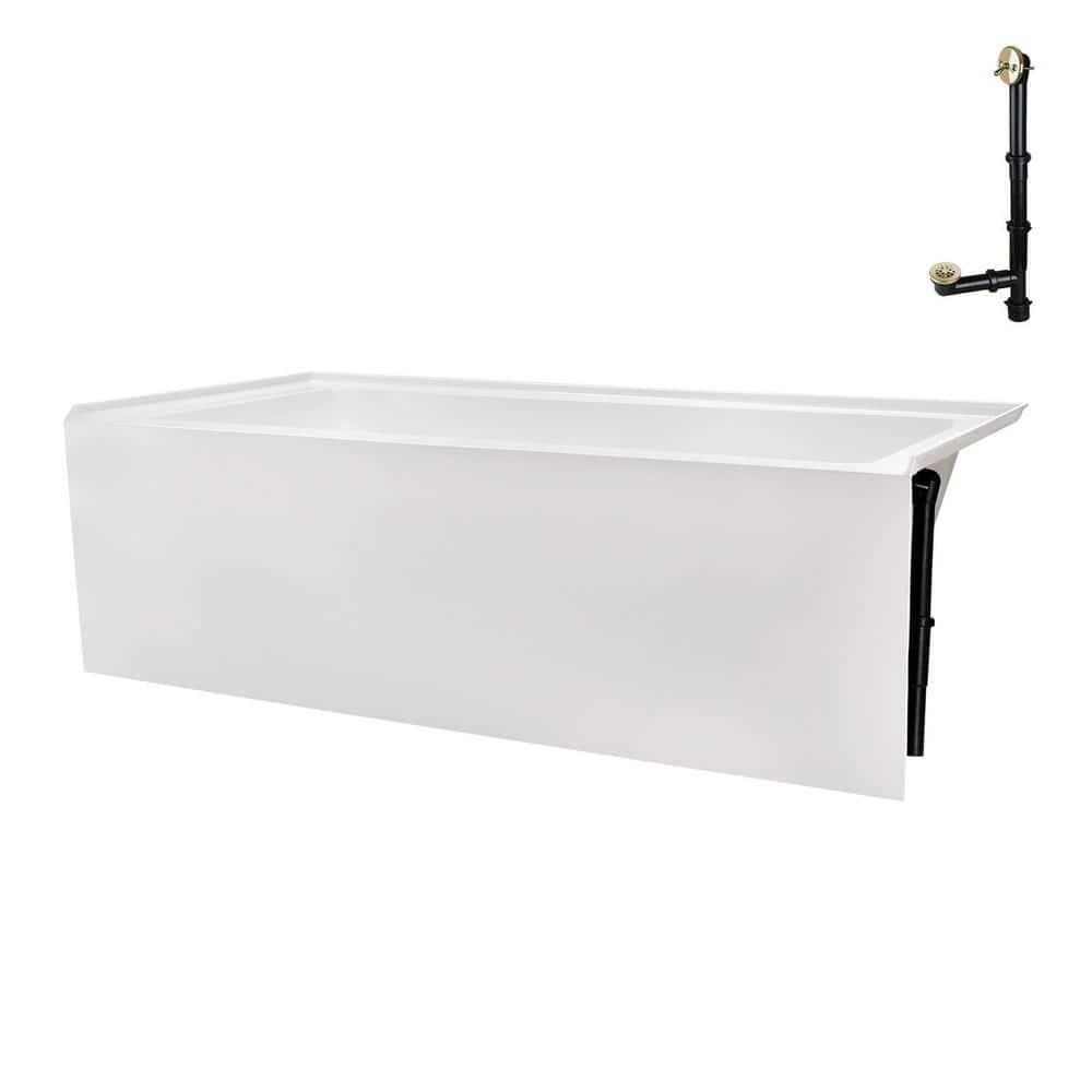 Streamline 66 in. x 32 in. Acrylic Right-Hand Drain Alcove Bathtub in Glossy White With External Drain