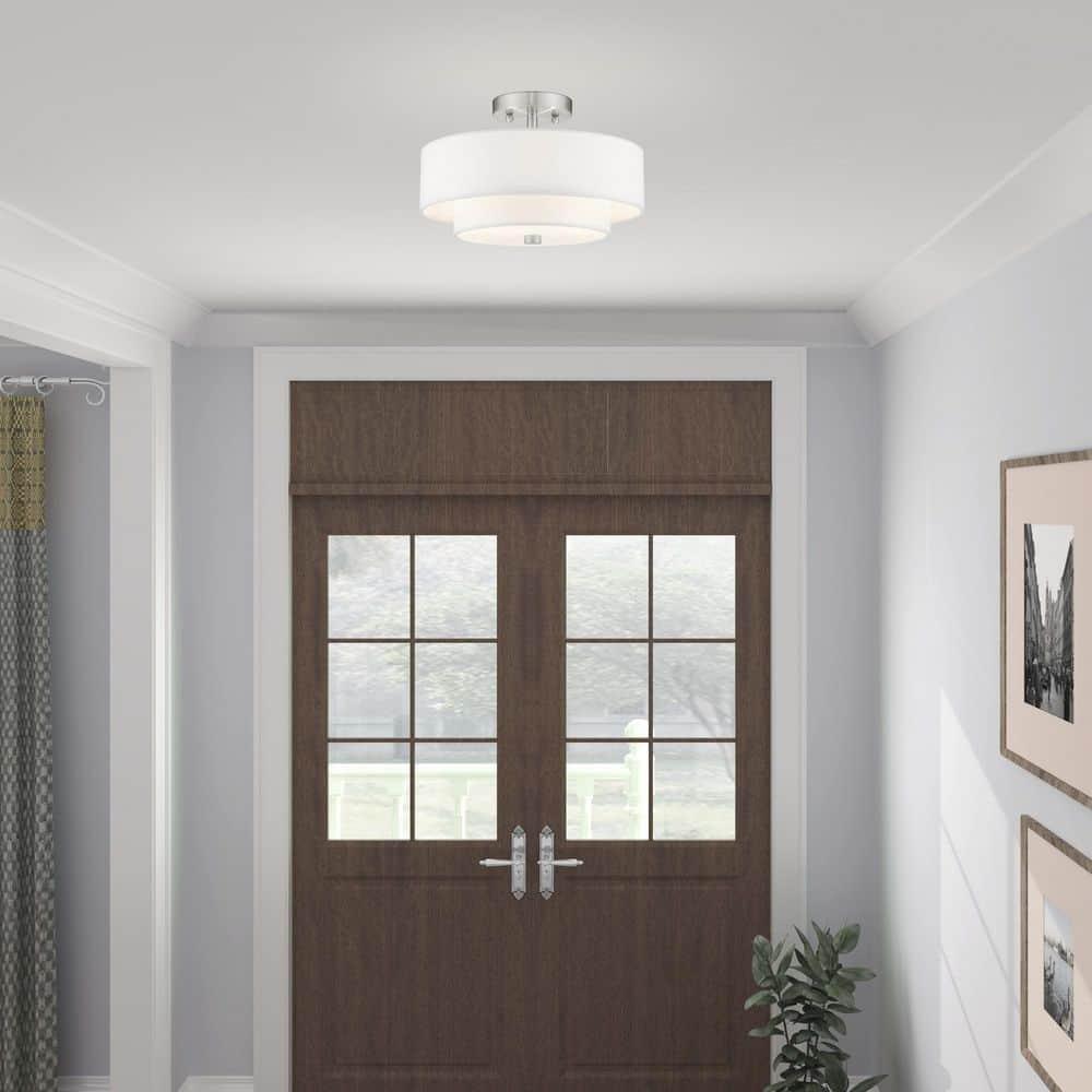 Livex Lighting Claremont 2 - Light Semi-Flush Mount in  Brushed Nickel