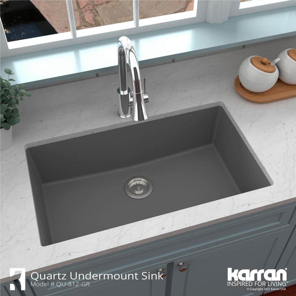 Karran Quartz 32-1/4'' X 19-1/4'' Large Single Bowl Undermount Kitchen Sink