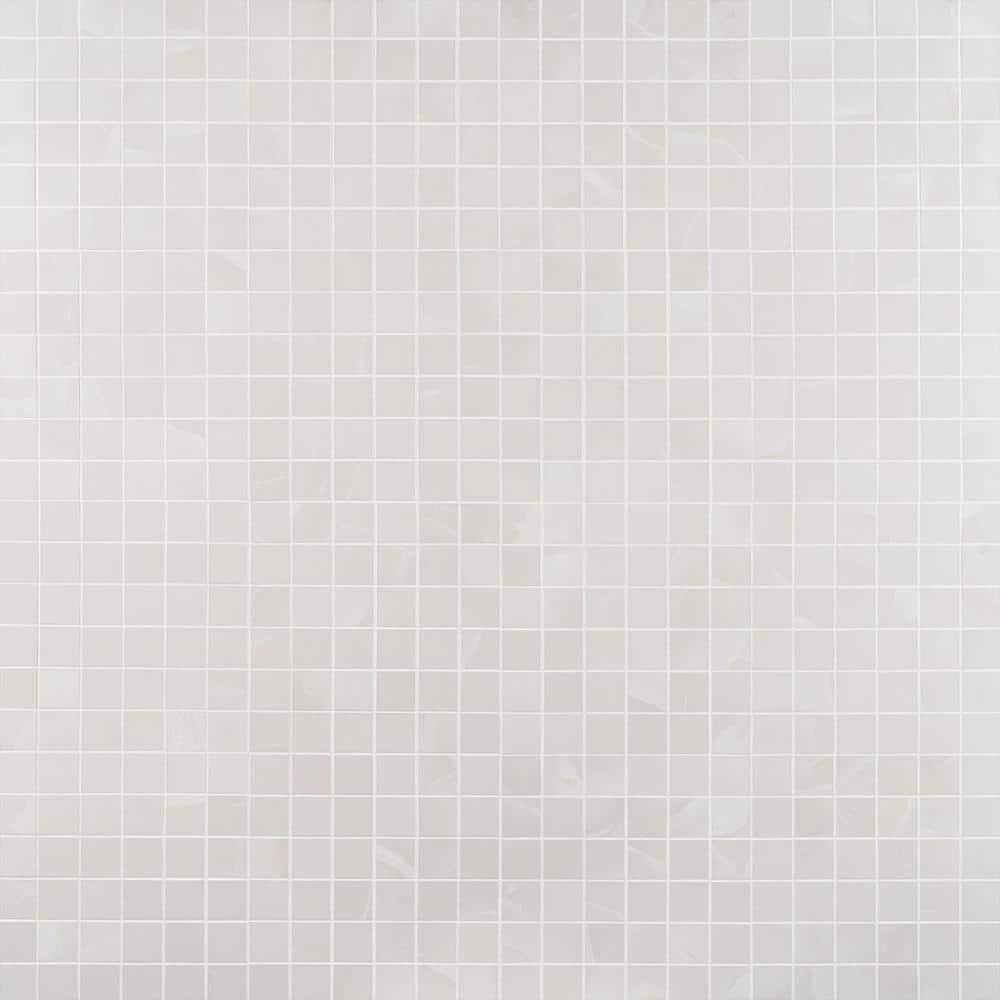 Saroshi Onyx Bianco 11.81 in. x 11.81 in. Matte Porcelain Floor and Wall Mosaic Tile (0.96 sq. ft./Each)