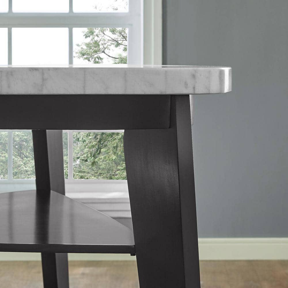 Carrara Marble Top Counter Height Table White/Black - Steve Silver Co.