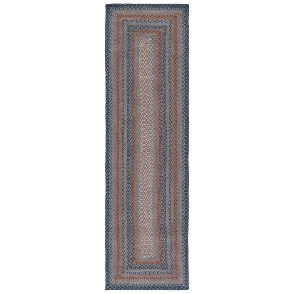 Braided BRD652 Flat Weave Indoor Runner Rug - Grey/Brown - 2'3"x8' - Safavieh