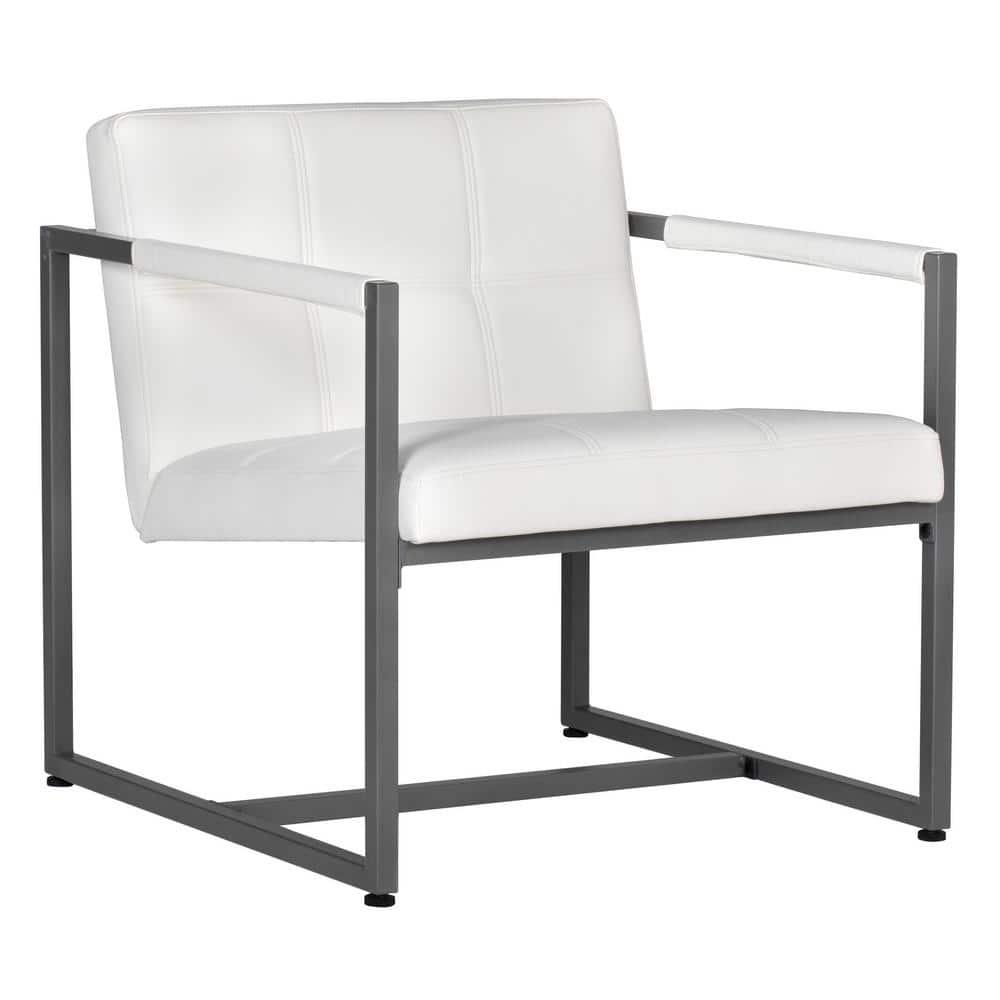 Camber Accent Chair White - Studio Designs Home: Mid-Century Faux Leather, Metal Frame, 250lbs Capacity