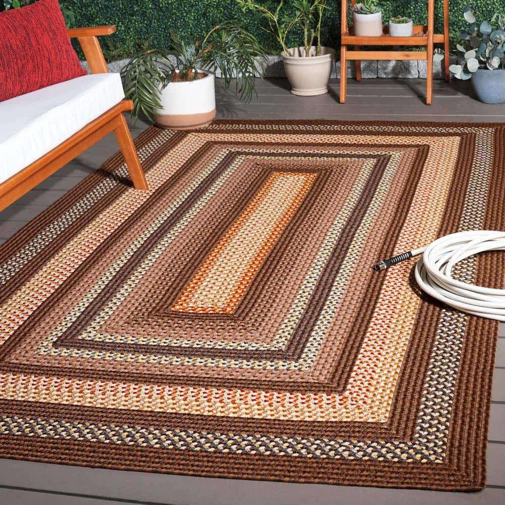 SAFAVIEH Braided Angel Bordered Machine Washable Reversible Area Rug, Brown/Light Brown, 2' x 3'