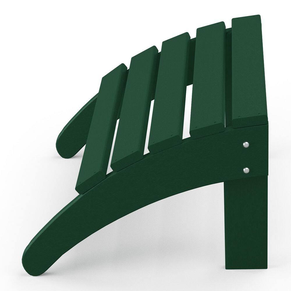Polytrends  Laguna Hdpe All Weather Outdoor Patio Foldable Ottoman Dark Green