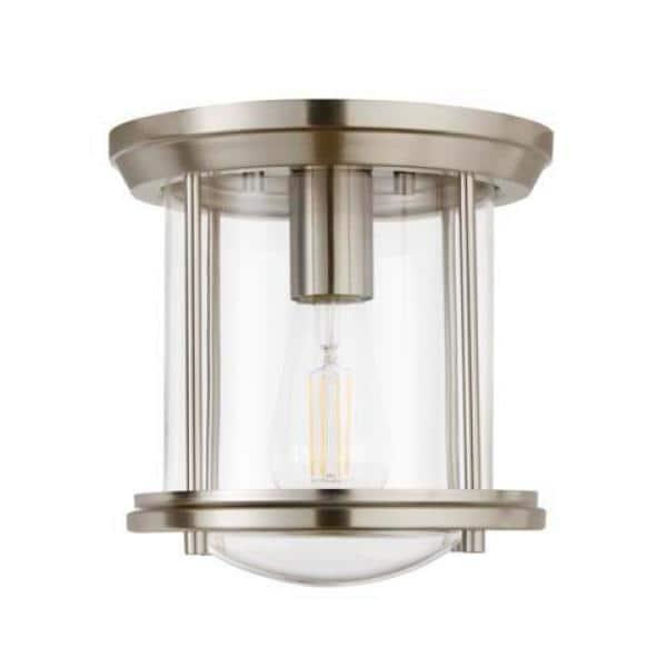 Hampton Bay Melrose Park 8 in. 1-Light Brushed Nickel Flush Mount