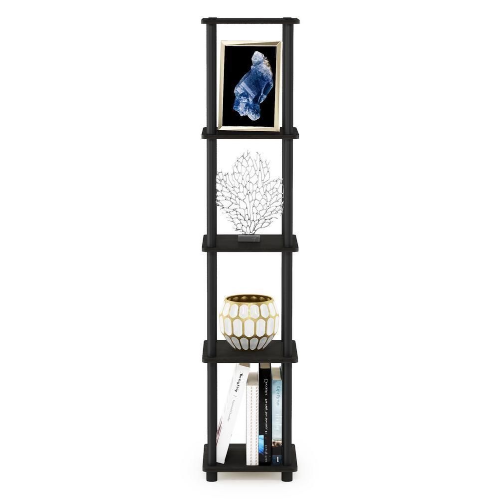 Furinno 5-Tier Corner Square Bookshelf Anti-Tipping Display Rack Shelf for Bathroom&Closet&Home Office&Living Room&Kitchen,Espresso/Black