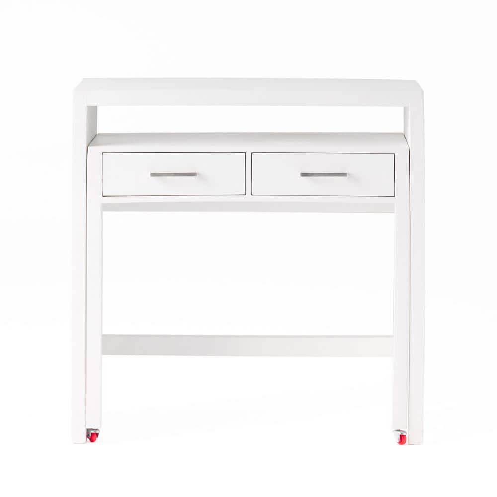 Noble House Elina Mango Wood Secretary Desk with Storage, White