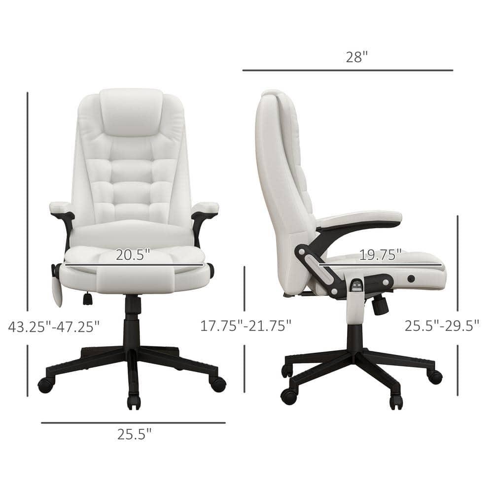 HOMCOM High-Back Massage Office Chair, Heated Reclining Computer Chair with Remote, White