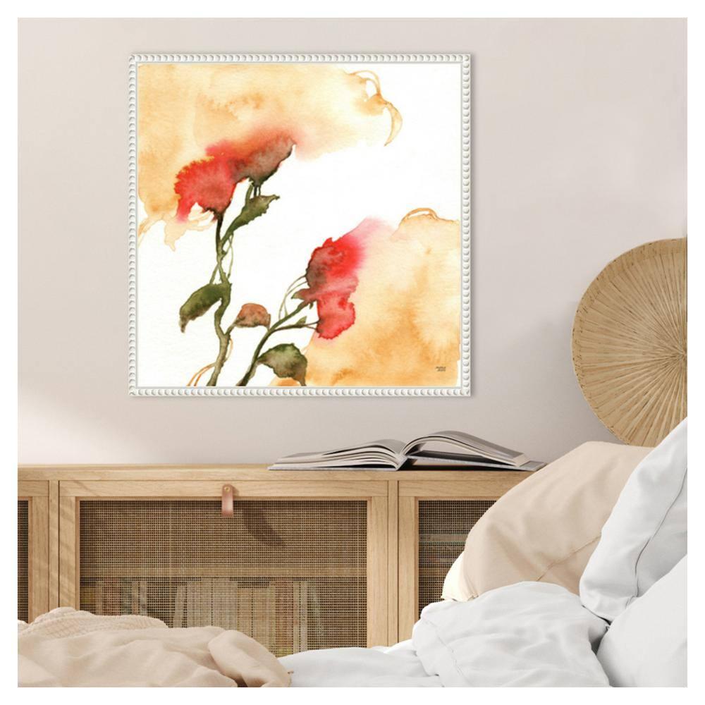 Amanti Art 22"x22" Watercolor Floral Yellow and Red II by Andrea Bijou Framed Canvas Wall Art Print