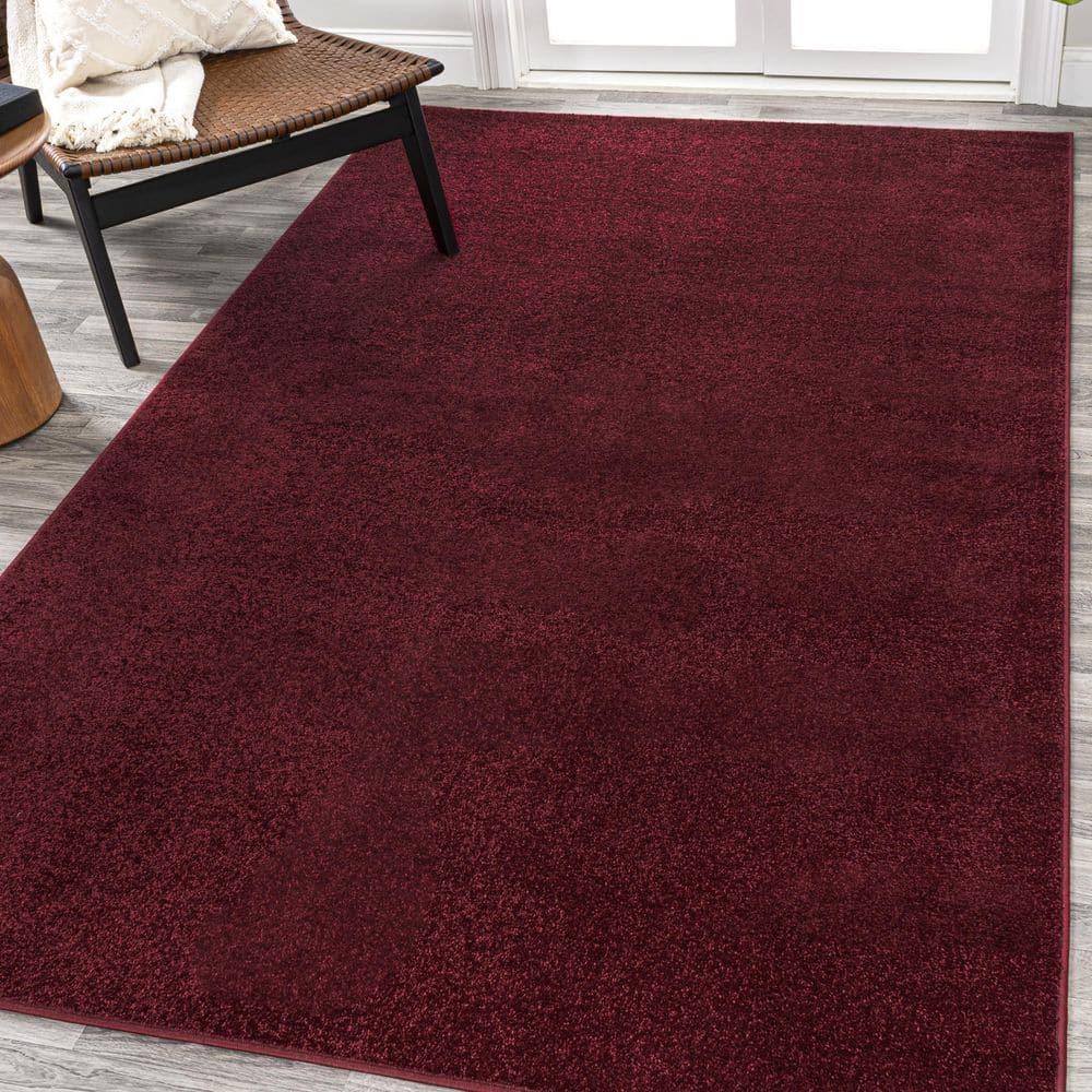 5'x8' Haze Solid Low-Pile, Dark Red - JONATHAN Y