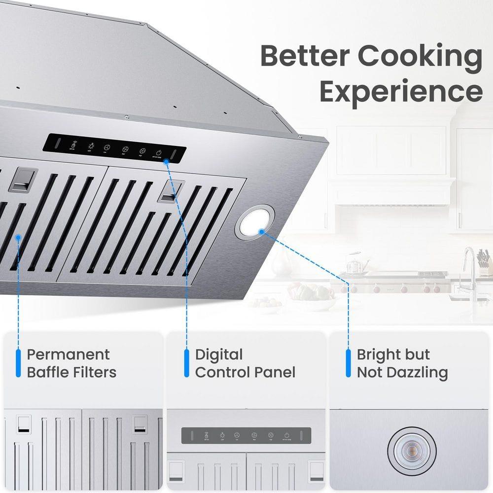 36'' VIKIO 900 Cubic Feet Per Minute Ducted Insert Range Hood with Baffle Filter and Light Included