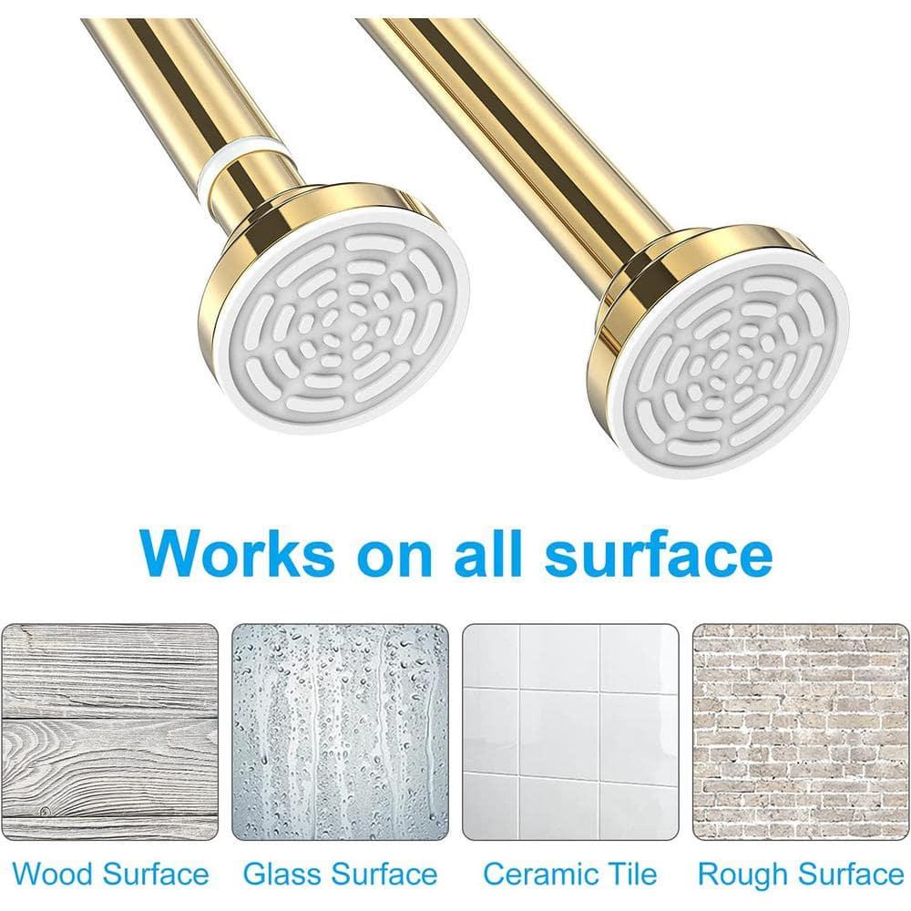 TEECK Shower Curtain Rod, 40-73 inch Adjustable Tension Spring, Shower Curtain Rod Tension, Premium Stainless Steel, Anti-Slip, No Drilling, No Rust, for Bathroom, Gold