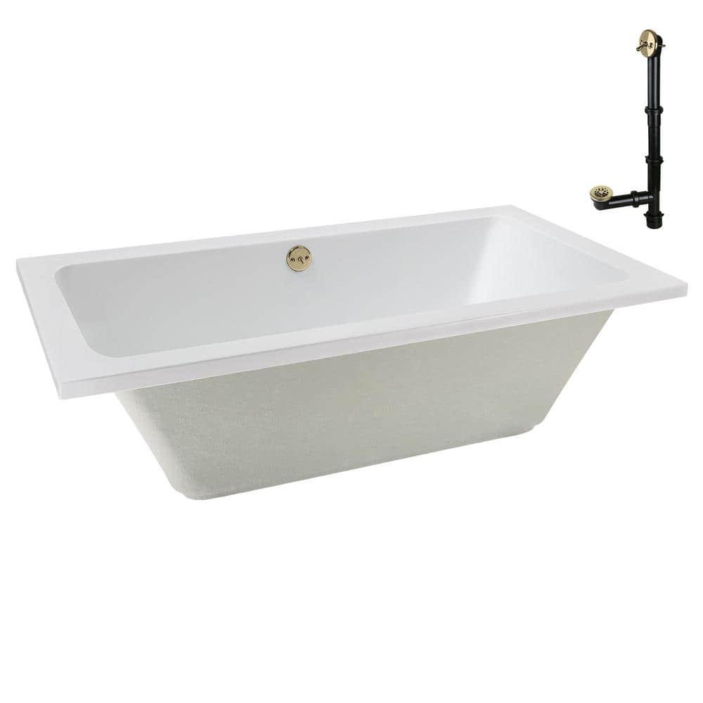 Streamline Bath 60" x 32" Acrylic Soaking Drop-In Bathtub, Drain Included N-4120-712-PBR