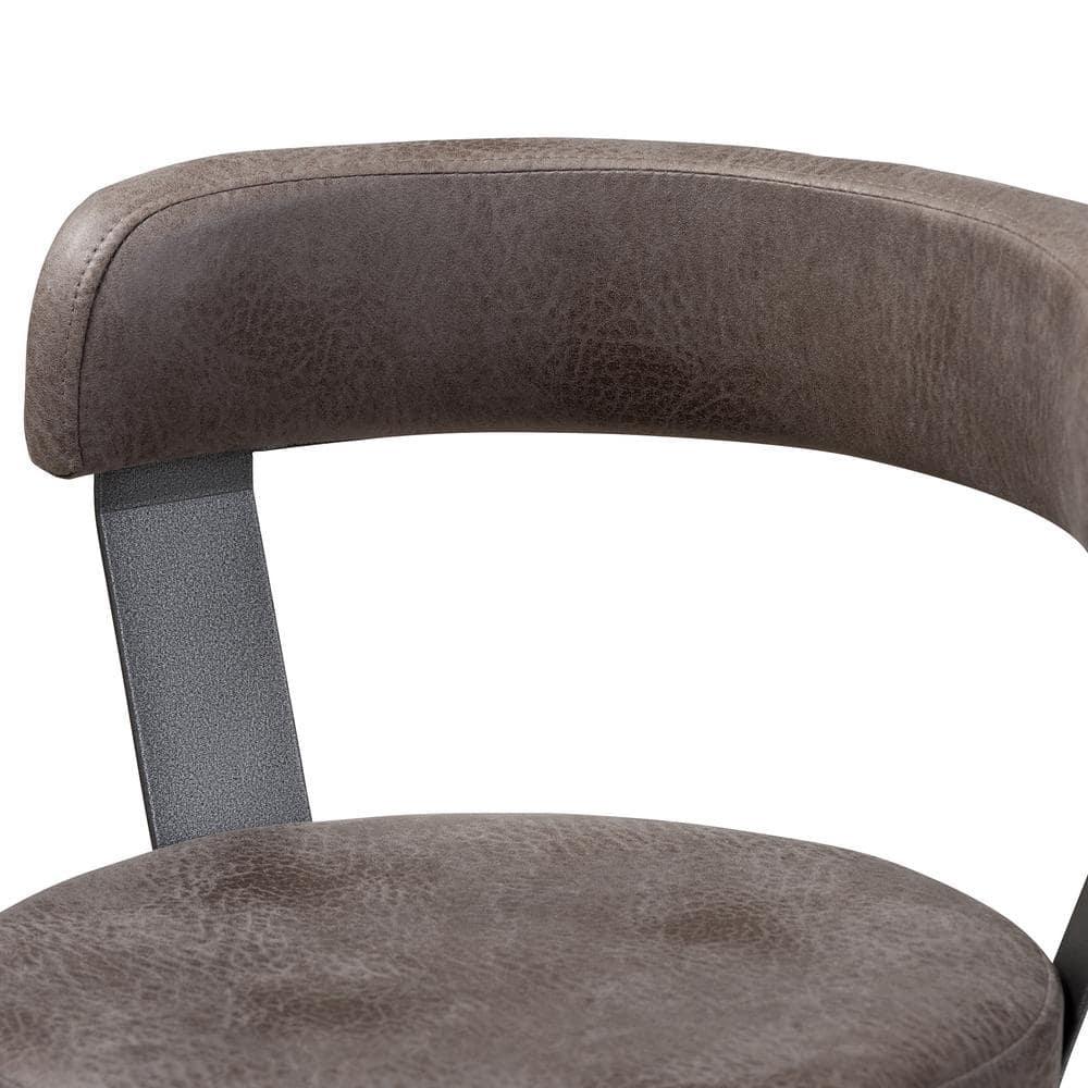 Set of 2 Arcene Faux Leather Upholstered Pub Counter Height Barstools Gray/Black - Baxton Studio: Polyester, Metal Frame, Curved Back