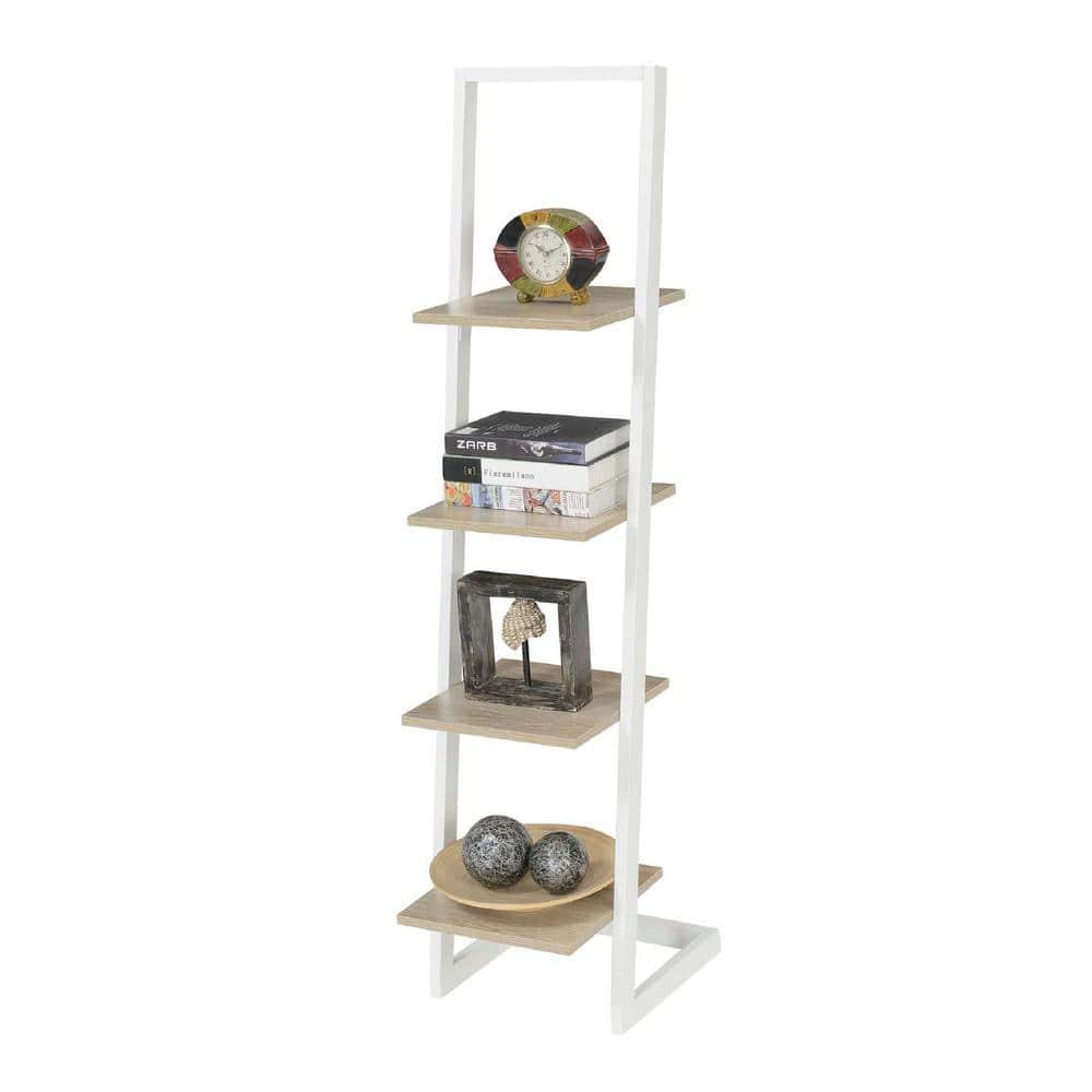 Convenience Concepts Designs2Go 4 Tier Ladder Bookshelf, Ice White/White