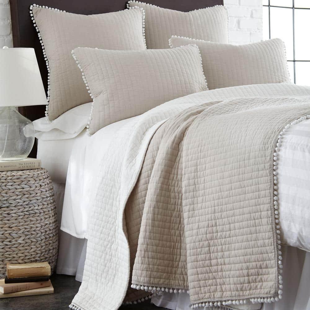 Pom Pom Taupe Twin/Twin XL Quilt - Levtex Home