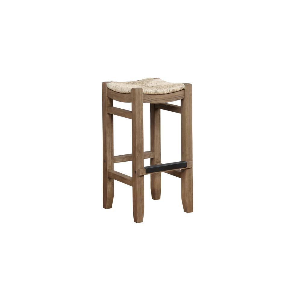 Alaterre Furniture Newport 30"H Wood Bar Stool with Rush Seat