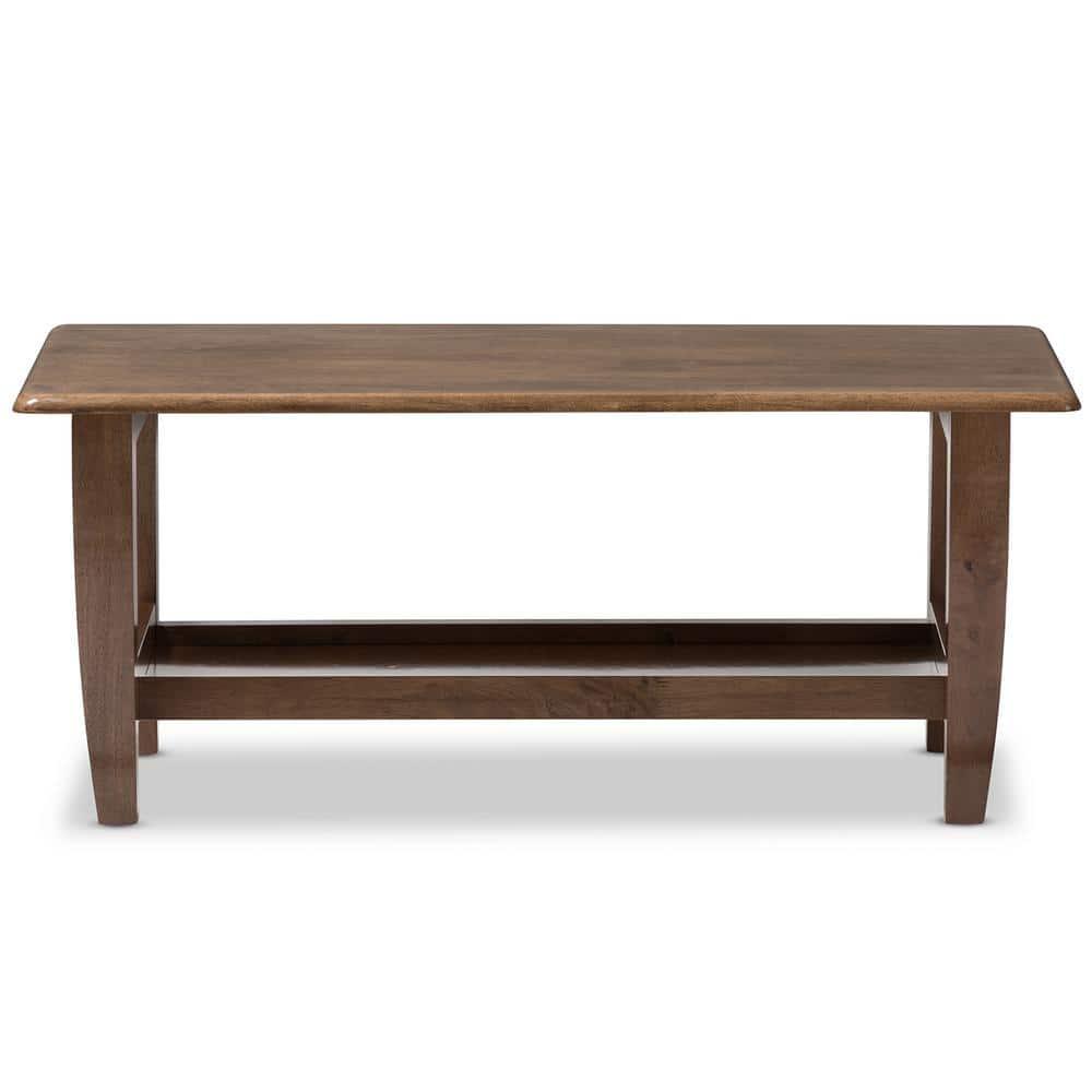Pierce Mid-Century Modern Finished Coffee Table: Rubberwood Shelf, Lounge Style - Baxton Studio
