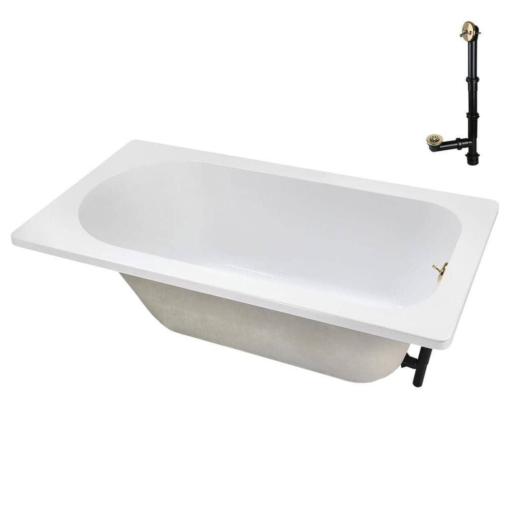 72" x 36" Acrylic Soaking Drop-In Bathtub, Drain Included