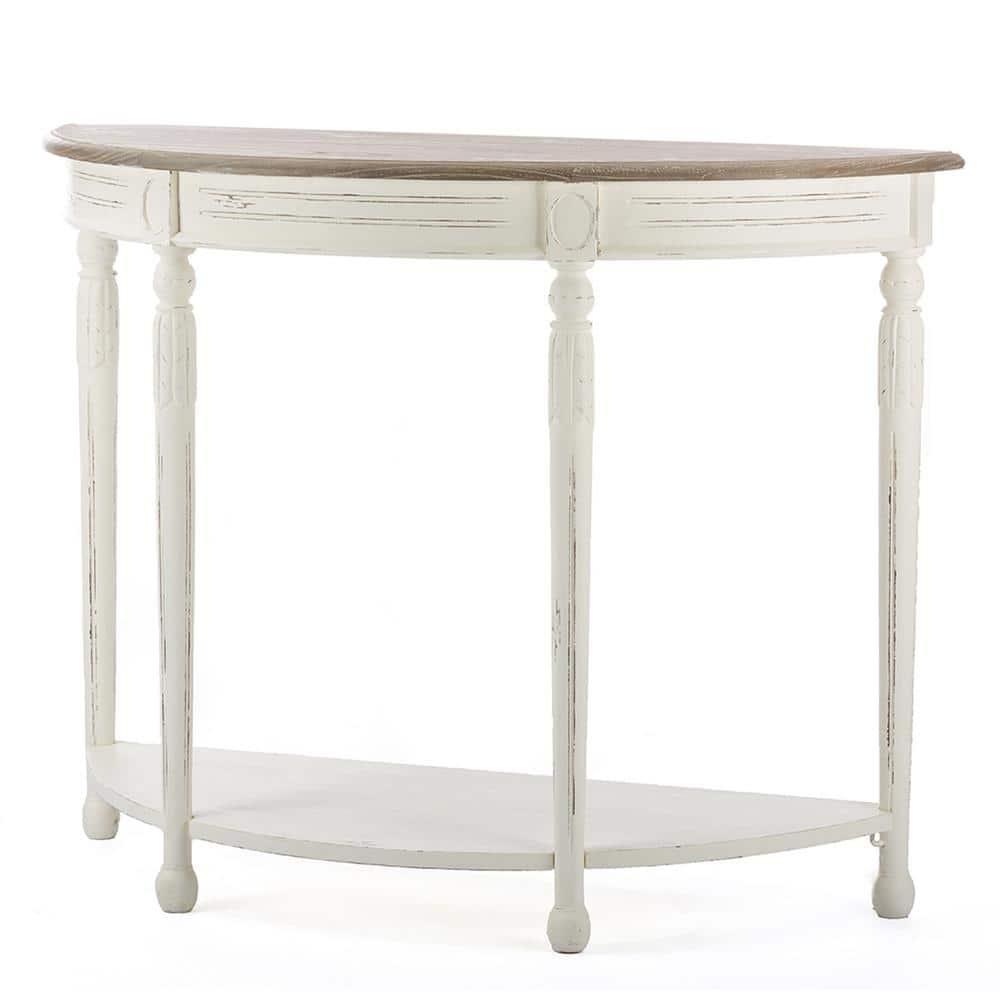 Baxton Studio Vologne Console Table in Antique White and Natural