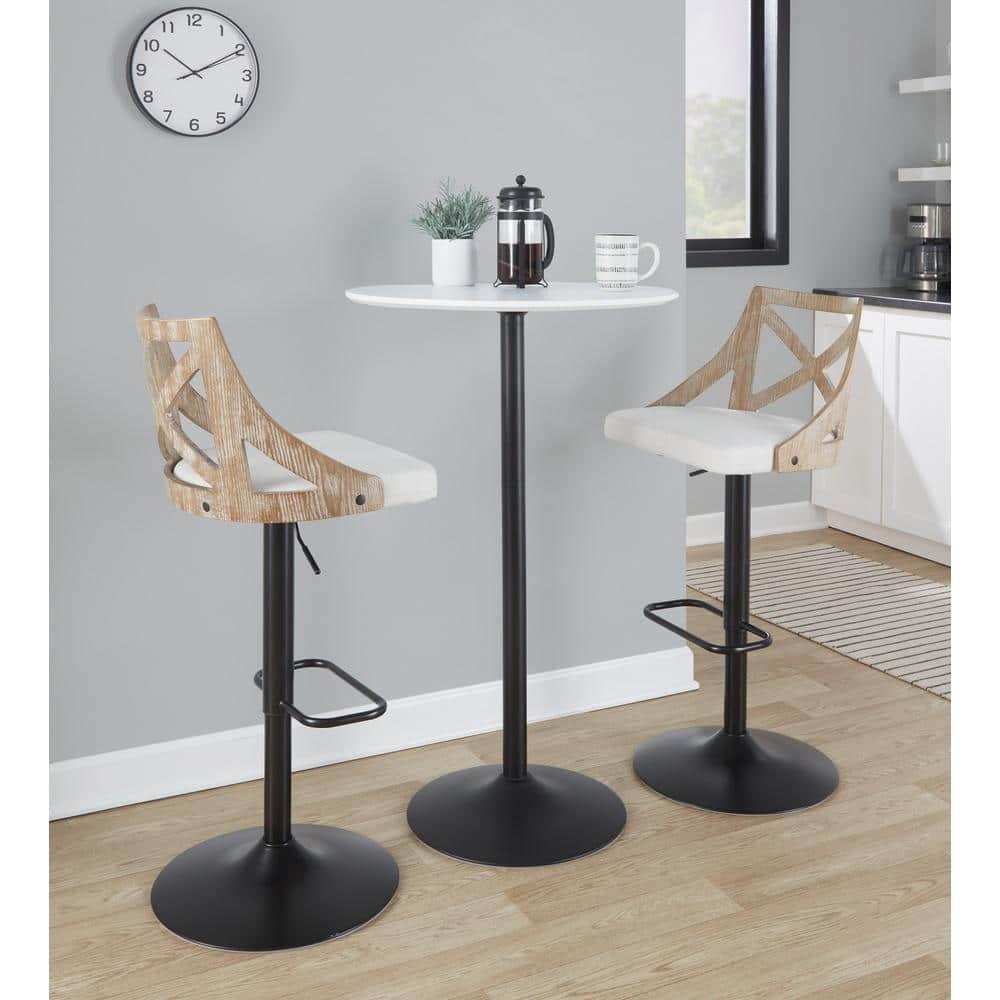 LumiSource Black Metal, White MDF Pebble 3-Height Table