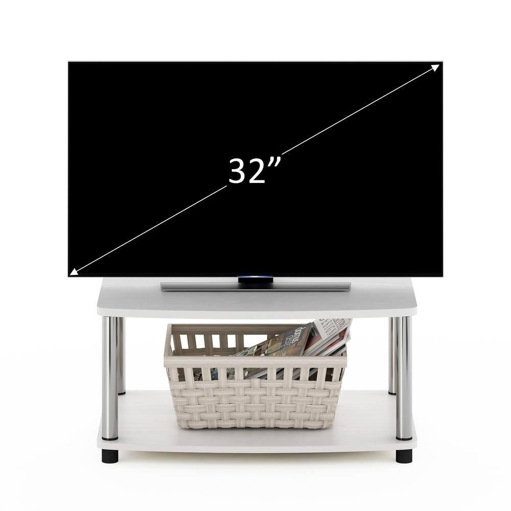 Furinno Industrial No Tools Elevated TV Stands with 2-tier Open Storage Shelves TV Console for TVs up to 25 inch White Oak