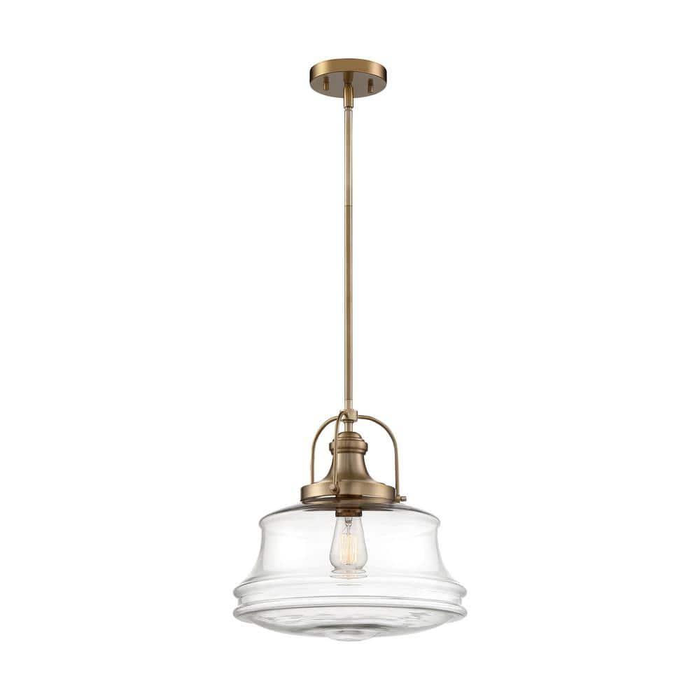 Nuvo 60/6757 Basel 1 Light Pendant Fixture, Burnished Brass Finish