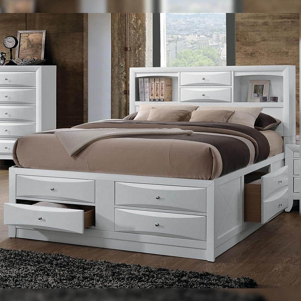 Acme Ireland Full Bed with Storage, White