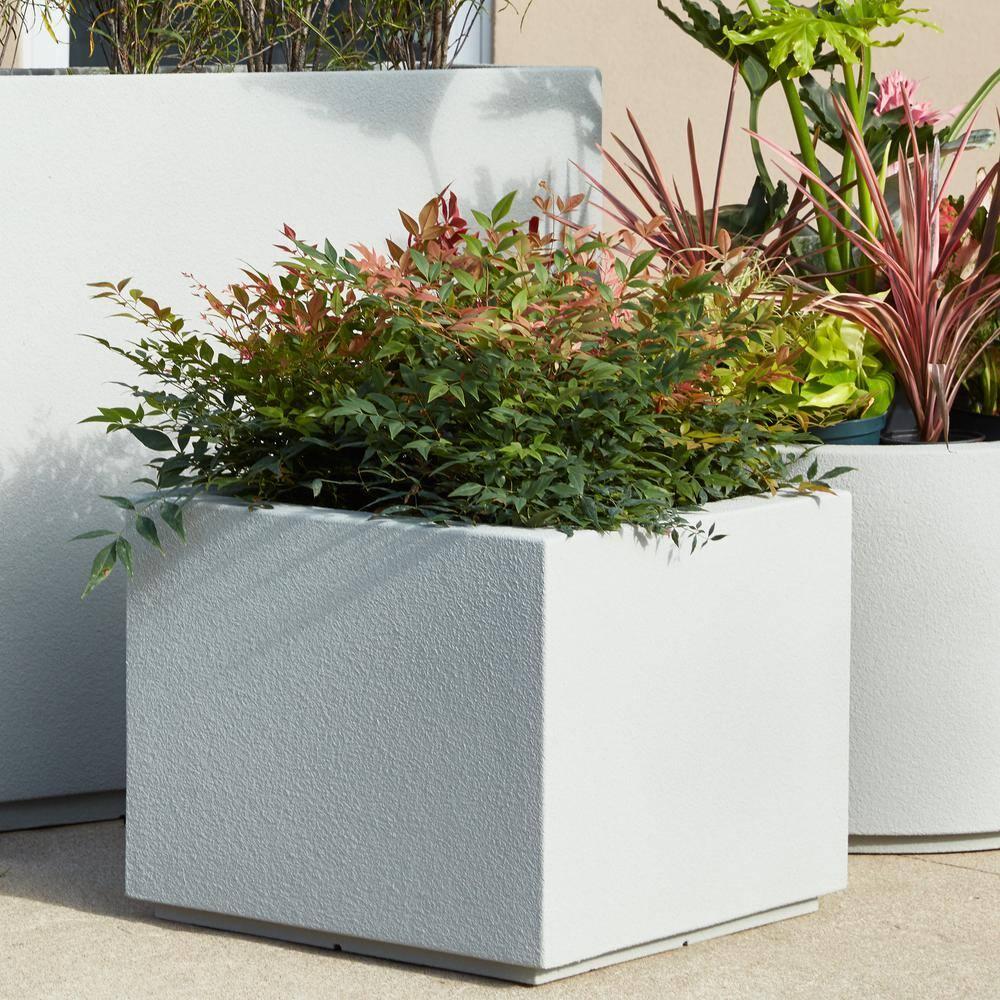 PolyStone Planters Monterrey 23 in. x 23 in. Brown Square Planter'