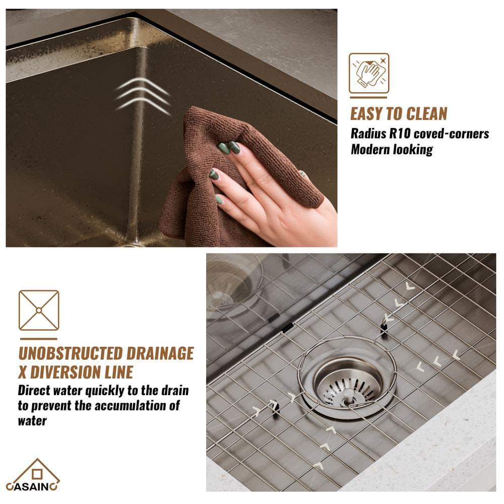 CASAINC 30" L X 19" W Single Bowl Stainless Steel Undermount Kitchen Sink With Faucet