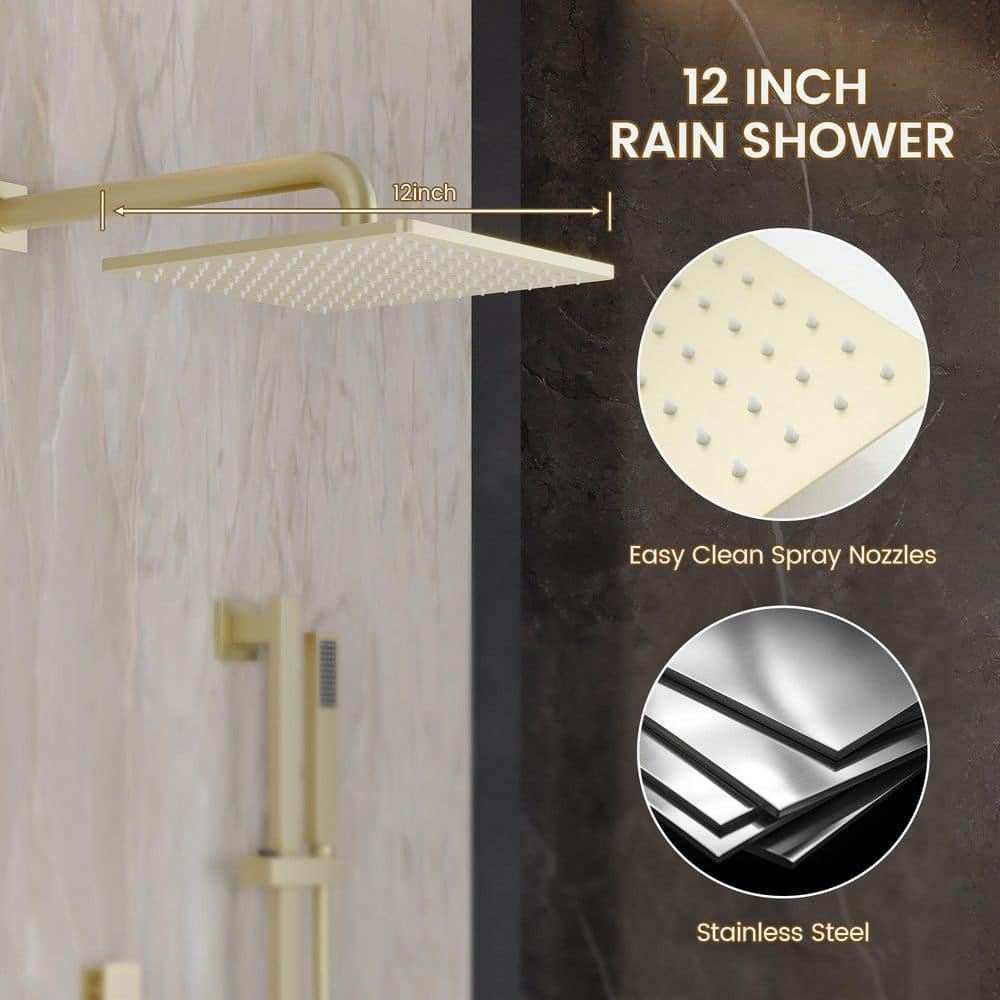 Brushed Gold Stainless Steel Multi-head Wall Mounted Shower System
