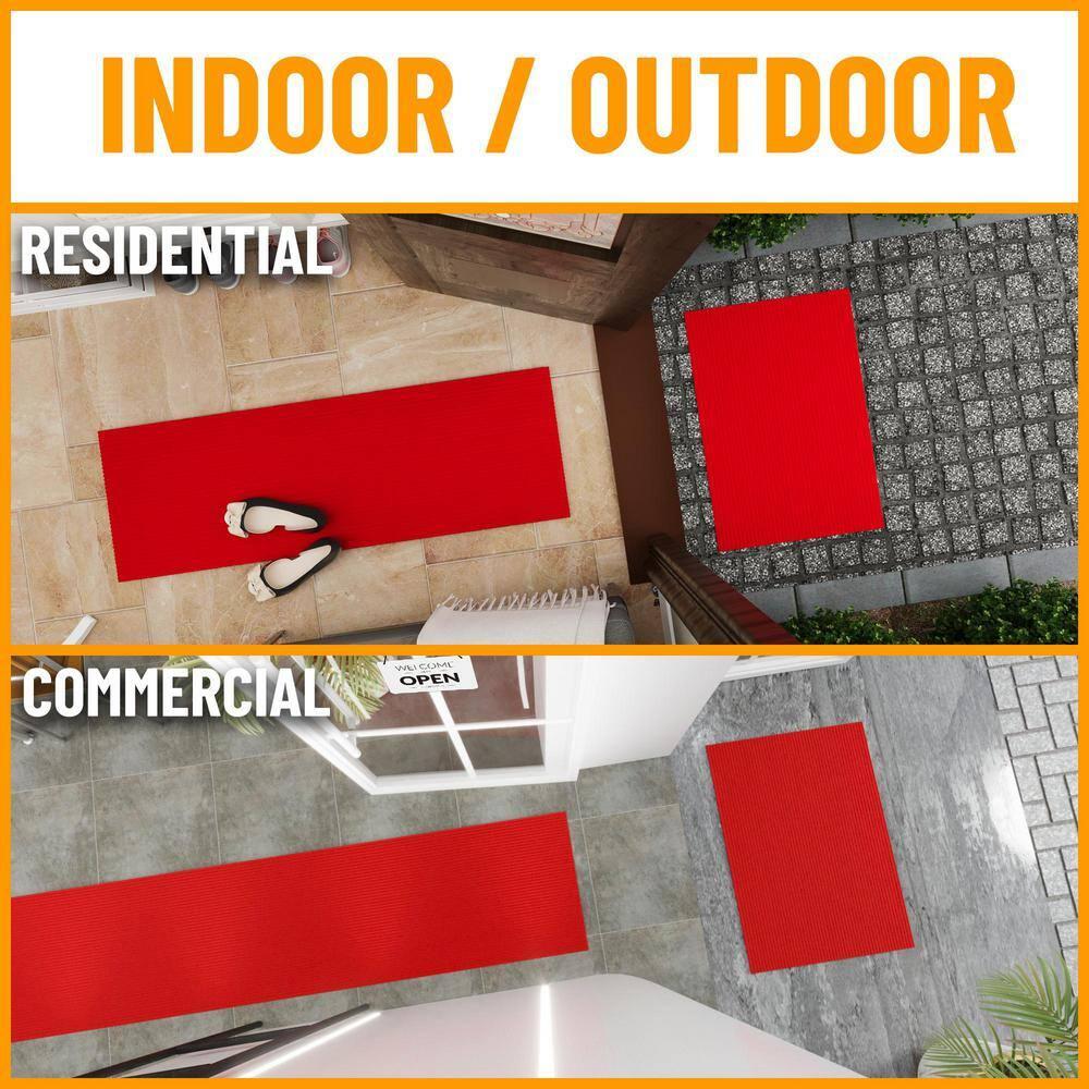 Ottomanson Hallway Runner Waterproof Non-Slip Rubberback 2x6 Indoor/Outdoor Utility Rug, 2' x 6', Red