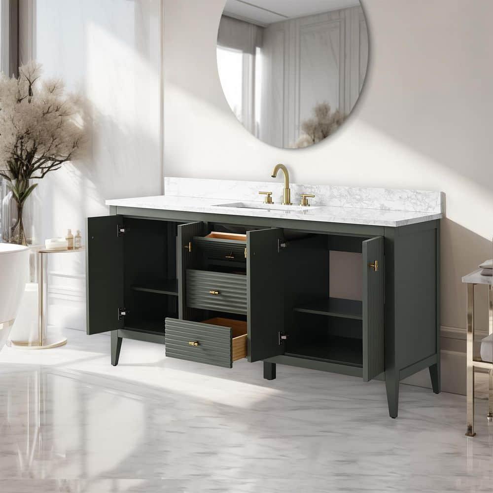 60'' Single Bathroom Vanity with Engineered Marble Top